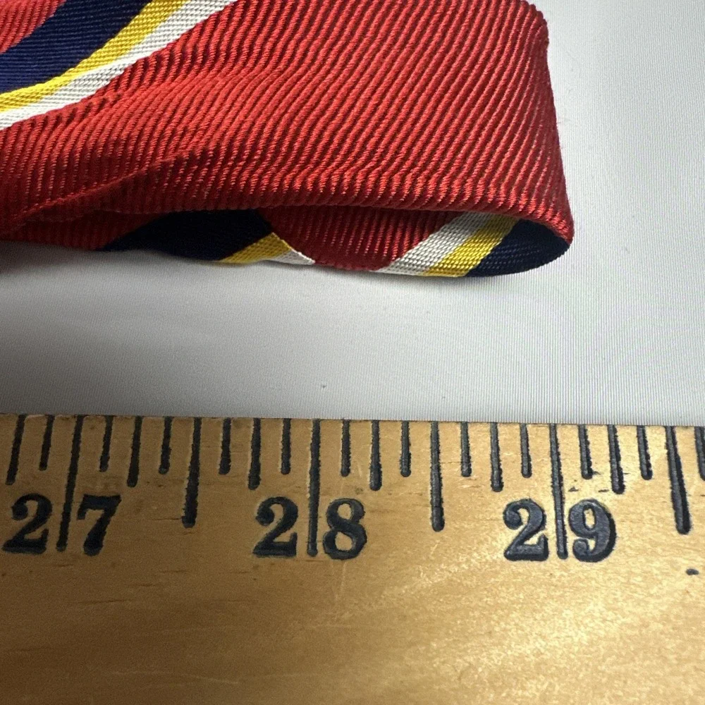Lauren Ralph Lauren Red Striped Silk Tie Repp Stripe Classic Preppy USA